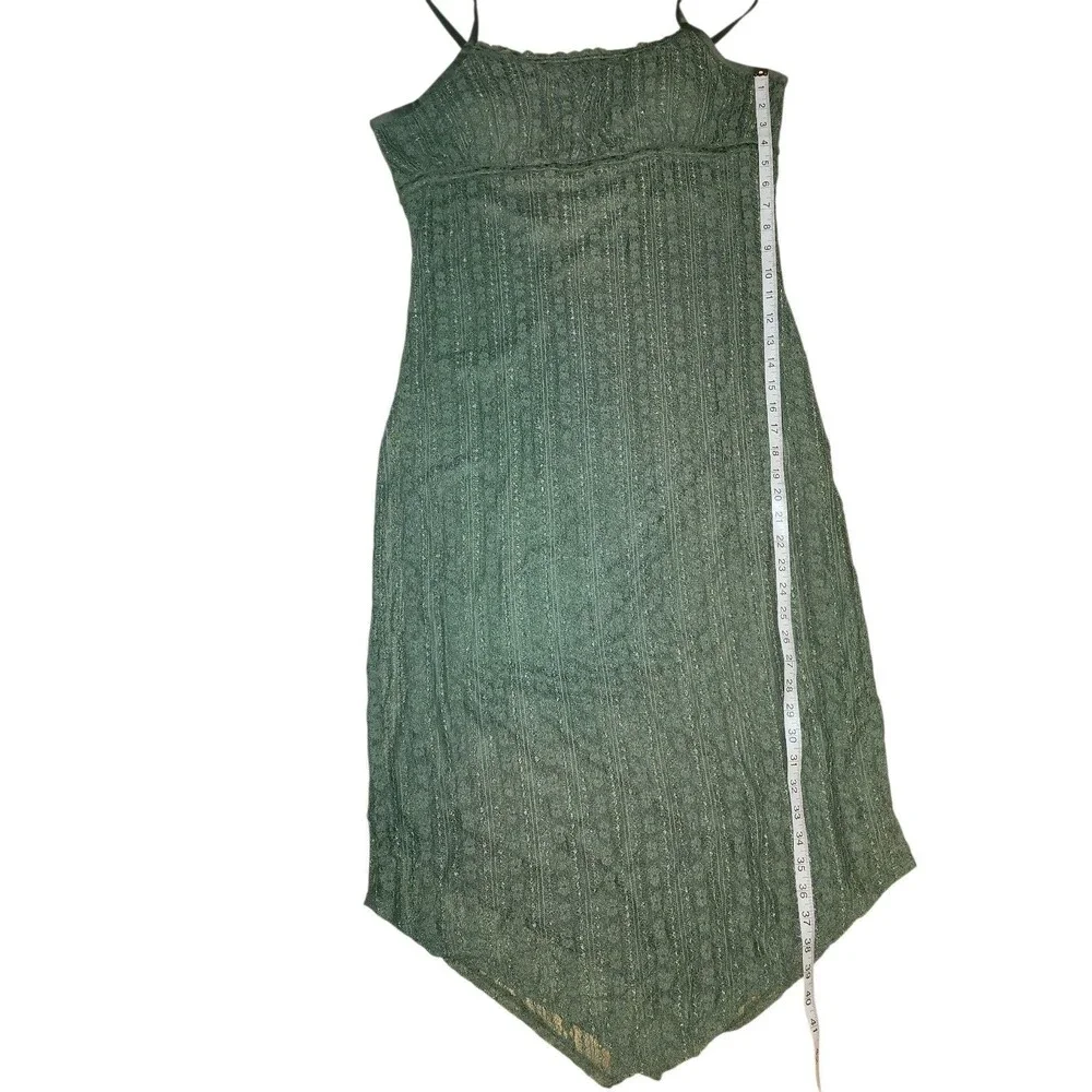 No Boundaries Lace Babydoll Maxi Dress Womens XL Green Coquette Hanky Hem Fairy